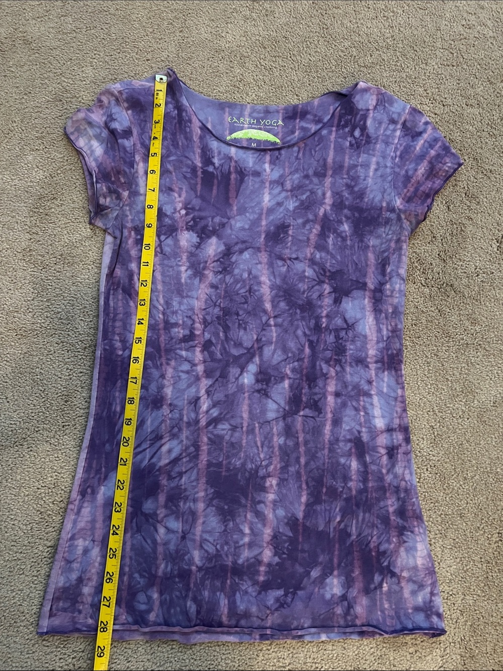 Earth Yoga Organic Cotton/Bamboo Purple Tie-Dye Scoop Neck Top-size Medium, EUC - Picture 5 of 7